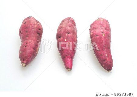 fresh Japanese sweet potatoes on white background fresh Japanese sweet potatoes on white background 99573997