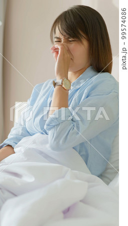 woman has allergy in winter woman has allergy in winter 99574086