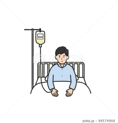 ベッドで点滴を受ける男性のイラスト 99574908