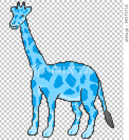 キリンの絵画（青い背景） キリン(青)_ドット絵のイラスト素材 [99575718] - PIXTA