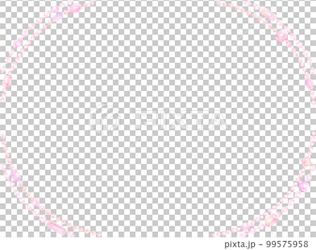 ピンク色の宝石で形作ったフレーム。水彩絵の具で描いたイラスト。 99575958