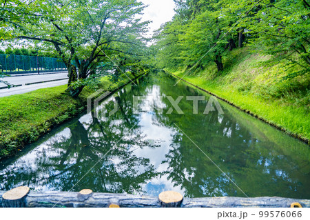 弘前城のお堀(青森県弘前市) 弘前城のお堀(青森県弘前市) 99576066