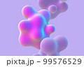 3D abstract liquid bubbles on purple background. 99576529