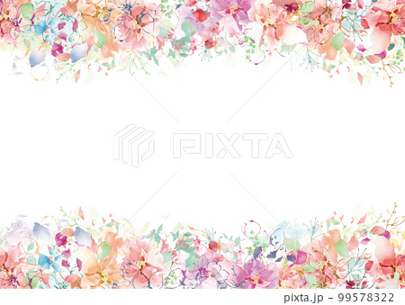 カラフルな野花の水彩フレームのイラスト素材 [99578322] - PIXTA