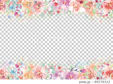 カラフルな野花の水彩フレーム 99578322
