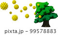 杉から勢いよく飛散する花粉遠近強調 99578883