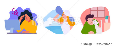 疲れ、休み方のベクターセット 疲れ、休み方のベクターセット 99579627