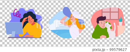 疲れ、休み方のベクターセット 疲れ、休み方のベクターセット 99579627