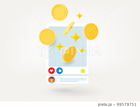 Receiving money via social media. 3d vector illustration isolated on white background 99579751