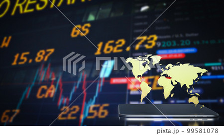 gold world map on tablet for business concept 3d rendering 99581078