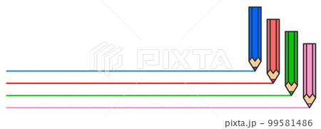 カラフルな色えんぴつで横線を描いたイラスト 99581486