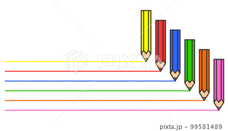 カラフルな色えんぴつで横線を描いたイラスト カラフルな色えんぴつで横線を描いたイラスト 99581489