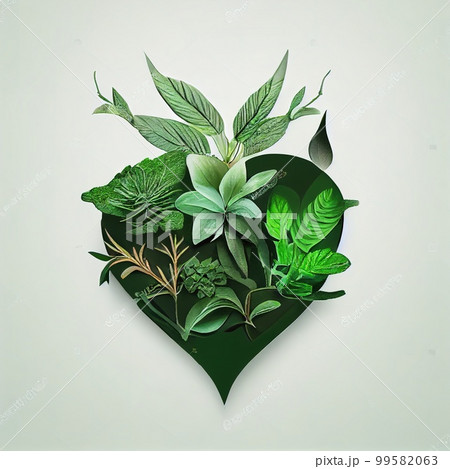 Green heart. Generative Ai image Green heart. Generative Ai image 99582063