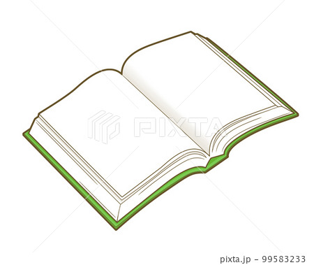 ページを開いた緑の本のイラスト 99583233