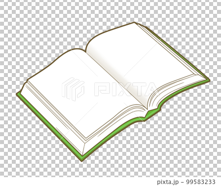 ページを開いた緑の本のイラスト 99583233