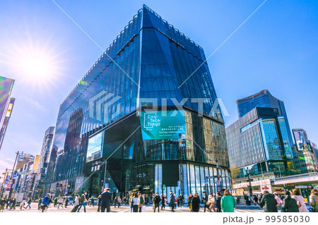 日本の東京都市景観 数寄屋橋交差点。マスク妄想の呪縛から解放なるか…屋外室内等マスク不要！＝20日 99585030