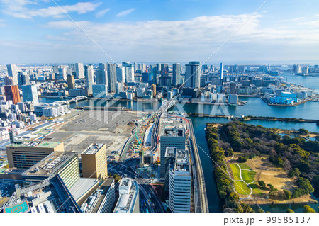 東京都市風景　汐留から築地・勝どき方面を望む 99585137