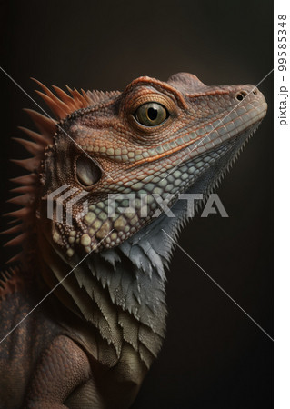 Lizard portrait on dark background. AI Generative Lizard portrait on dark background. AI Generative 99585348
