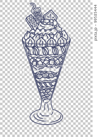 チョコレートパフェのイラスト(線画)  99585444