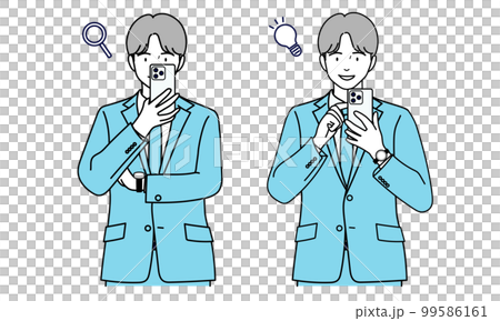 スーツの若い男性・スマホで検索・調べる 99586161