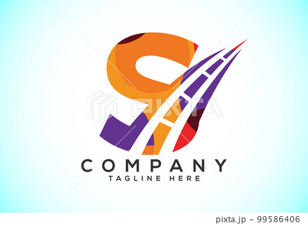 Letter S with road logo sign. Polygonal style logo for highway maintenance and construction. Letter S with road logo sign. Polygonal style logo for highway maintenance and construction. 99586406