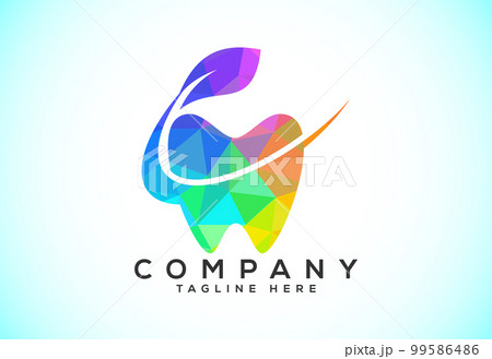 Polygonal tooth dental logo. Low poly style dental clinic logo vector illustration. 99586486