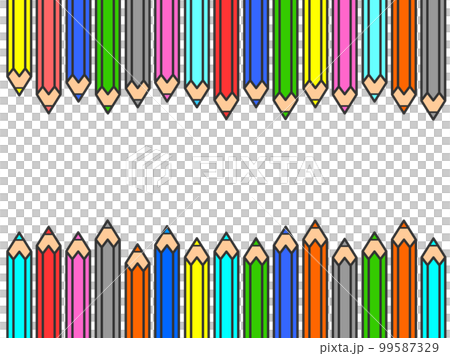 Illustration of multiple colorful colored pencils arranged side by side 99587329
