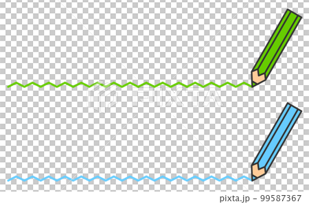 Illustration drawing a horizontal jagged line with a stationery pencil Illustration drawing a horizontal jagged line with a stationery pencil 99587367