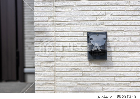 一戸建て住宅の外壁に取り付けてある100Vの屋外コンセントのカバーを外したところ 99588348