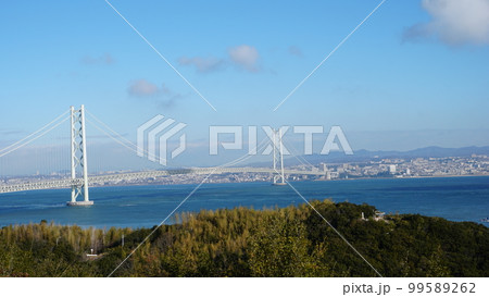 青空の明石海峡大橋 青空の明石海峡大橋 99589262
