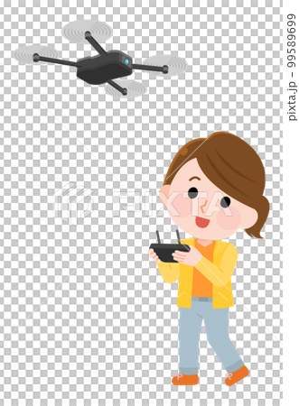 ドローンを操作する女性1 イラスト ドローンを操作する女性1 イラスト 99589699