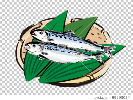 イワシの手描き和風イラスト和風素材のイラスト素材 [99590024] - PIXTA