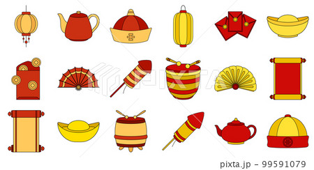 Set of Chinese New Year in flat style Set of Chinese New Year in flat style 99591079