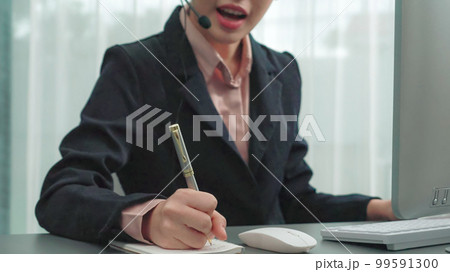 Enthusiastic female operator provide helpful customer service to customer. Enthusiastic female operator provide helpful customer service to customer. 99591300