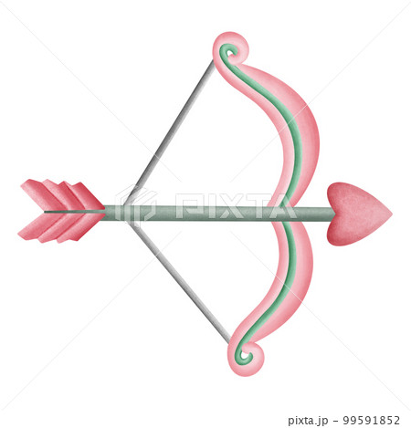 Red Love Arrow  Cute Romantic Watercolor Clipart. Paris In Love collection with lovely cupid red arrow with heart for romantic design element, love art, wedding watercolor illustration. 99591852