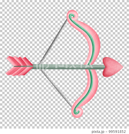 Red Love Arrow  Cute Romantic Watercolor Clipart. Paris In Love collection with lovely cupid red arrow with heart for romantic design element, love art, wedding watercolor illustration. 99591852