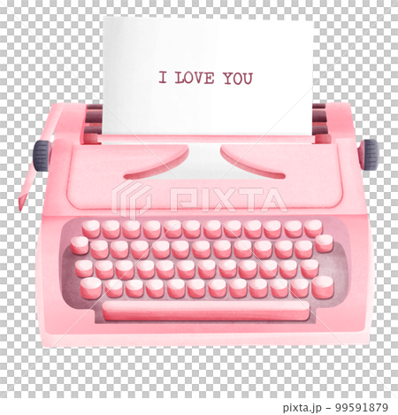 Pink Pastel Typewriter Cute Romantic Watercolor Clipart. Paris In Love collection with lovely pink typewriter for romantic design element, love art, wedding watercolor illustration. Pink Pastel Typewriter Cute Romantic Watercolor Clipart. Paris In Love collection with lovely pink typewriter for romantic design element, love art, wedding watercolor illustration. 99591879