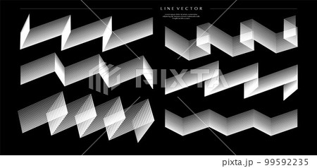 Abstract zig zag wave line design template set. Modern amplitude sharp line art. 99592235