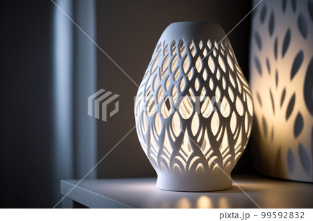 Lamp on bedside table at night prototype by 3D printing technology 99592832