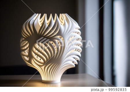 Lamp on bedside table at night prototype by 3D printing technology 99592835