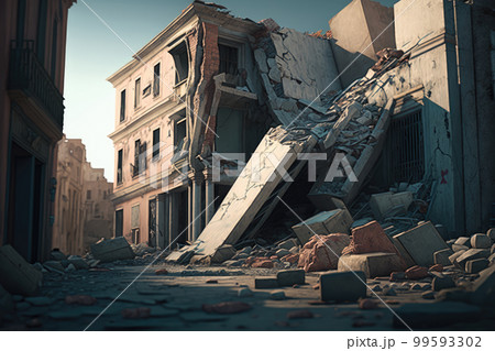 AI generated the ruins of a building after an earthquake or other destruction caused by a natural disaster or war AI generated the ruins of a building after an earthquake or other destruction caused by a natural disaster or war 99593302