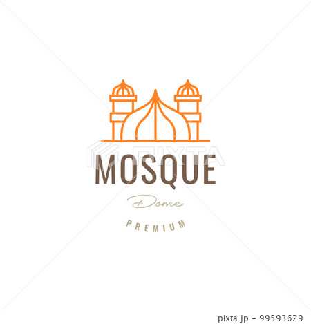 mosque dome giant muslim pray line minimal logo design vector icon illustration template 99593629