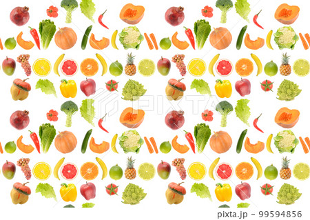 Fruit vegetable seamless pattern isolated on white 99594856