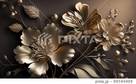 Oil flower painting, botanic print on canvas, greeting card, nature concept. Generated AI. Oil flower painting, botanic print on canvas, greeting card, nature concept. Generated AI. 99594909