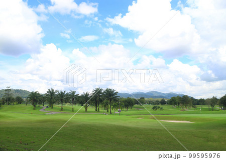 beautiful golf course at the morning time beautiful golf course at the morning time 99595976