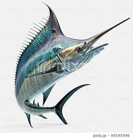 Sword blue marlin sea fish isolated on whiteのイラスト素材