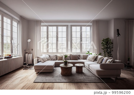 Stylish scandinavian living room with design...のイラスト素材 [99596200] - PIXTA