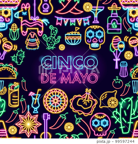 Cinco De Mayo Neon Frame 99597244