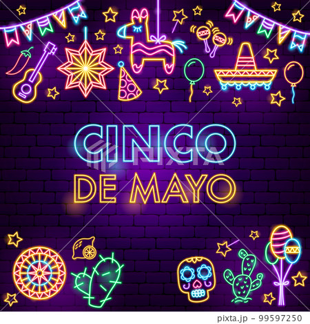 Cinco De Mayo Holiday Neon Background 99597250