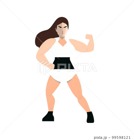 腕の筋肉をアピールするたくましい女性 99598121